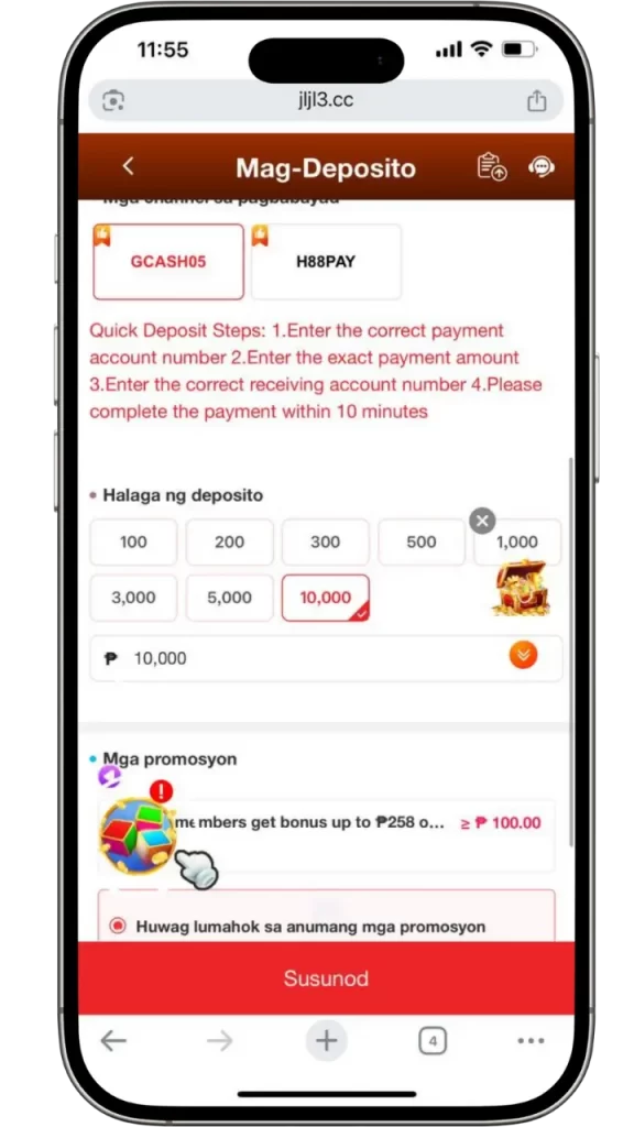 JLJL3 Deposito Guide: Bank, GCash/Maya, 1–2 Minuto 4 jljl3 deposit gcash